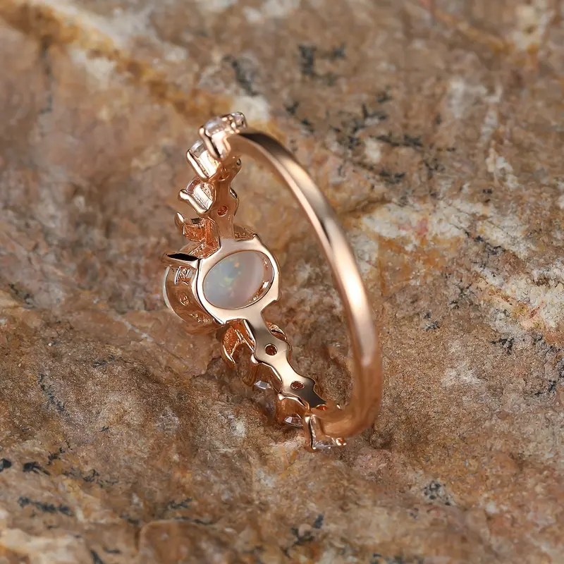 Delicate Moonstone Opal Ring Faux Oval Cut Gemstone Hand Jewelry Engagement Ring Jewelry For Women 2