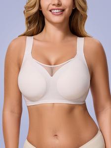 Women's Solid Wireless Bra, Breathable Comfortable Sports Bra, Soft Supportive Lingerie Top for Daily Wear