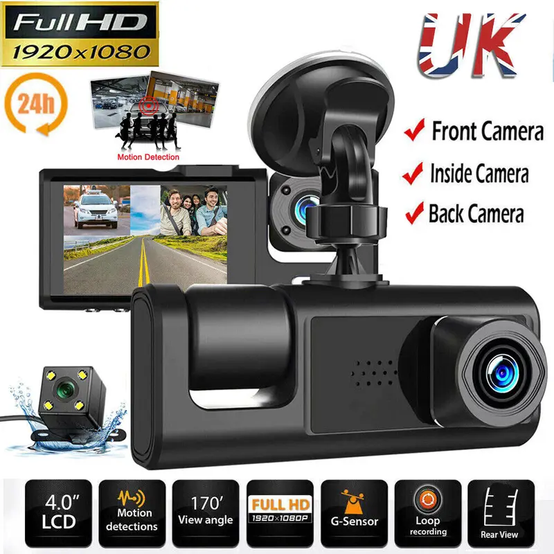 1080P Dual Lens Car Dash Cam Recorder G Sensor DVR Front and Rear Camera Video 1