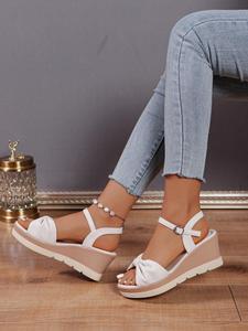 Women's Fashionable Plain Color Wedge Sandals, Casual Comfortable Platform Sandals for Summer, Female All-match Shoes for Beach Vacation, Footwear