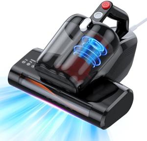JPHYLL Mattress Vacuum Bed Vacuum Cleaner with 253.7nm UV-C Light 16Kpa Suction 40000 Rpm/Min Brushroll Rotation HEPA Filter Heating Mite Removal Machine Cyclone Dust Filtration 600W Corded