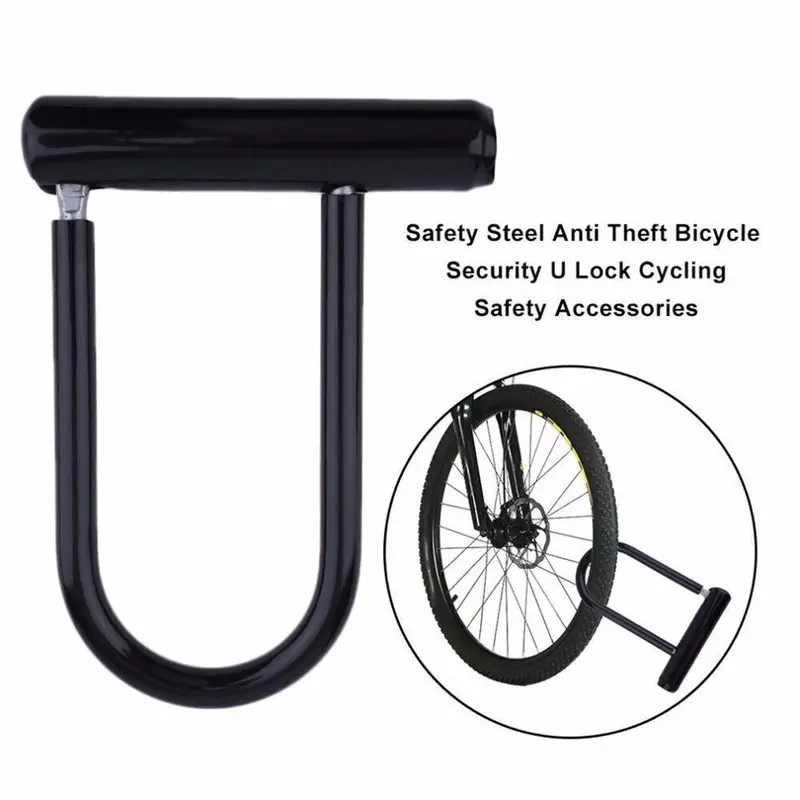 U Shaped Bike Lock With Two Keys Heavy Duty Cable With Bracket Bicycle D Lock 4