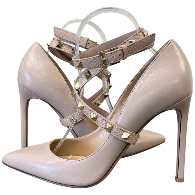 Pre-owned  Valentino Garavani  Women's Rockstud Ankle Strap Heels Pink Size EU 39 / UK 6 2