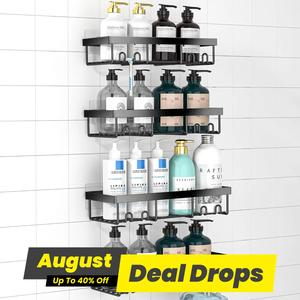Bathroom Storage Rack, 4 Counts/set Adhesive Shower Organizer Shelves, Waterproof Bathroom Supplies, Bathroom Decoration Supplies, Bathroom Organizers