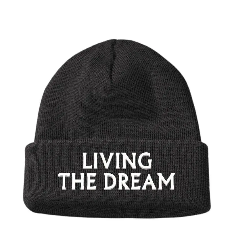 Men' LIVING THE DREAM Beanie Hat Cap Gift Funny Work Joke Dads Birthday Present 0