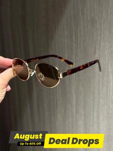 Vintage Oval Frame Sunglasses, Trendy Casual Sunglasses for Women, Fashion Accessories for Everyday Use and Outdoor Activities, Stylish Glasses