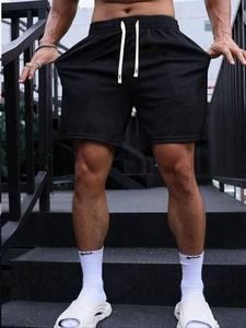 Men's Solid Drawstring Waist Shorts, Summer Clothes, Casual Regular Fit Pocket Straight Leg Shorts for Summer Outdoor, Soft Fashion Men's Bottoms for Daily Wear, Sweat Shorts, Athleisure Street Shorts