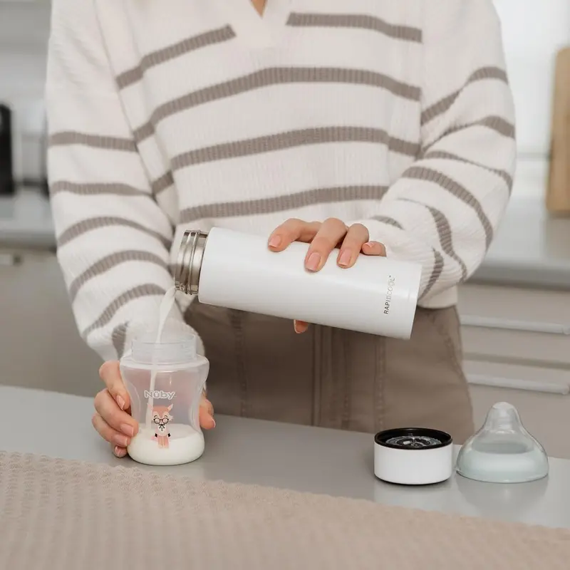 Nuby RapidCool Portable Baby Bottle Maker, Prepare A Formula Feed in Just 2 Minutes, Ideal for Travel Bottles and Night Feeds. Includes Milk Powder Dispenser and Digital Lid. No Filter Needed. 4
