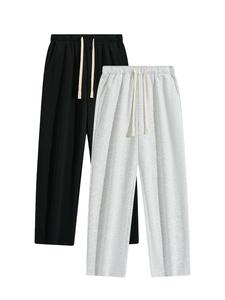 Men's Solid Straight Leg Pants, Casual Comfy Breathable Trousers for Daily Wear, Men's Bottoms for All Seasons