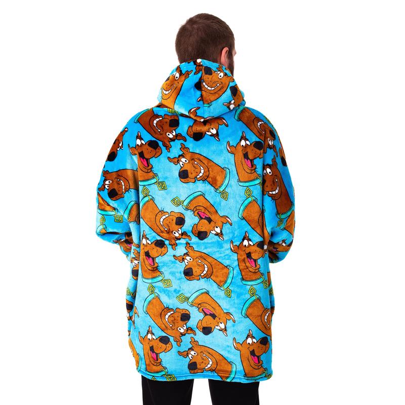 Vanilla Underground x Scooby Doo Mens Blue Character AOP Blanket Hoodie (One Size) 1