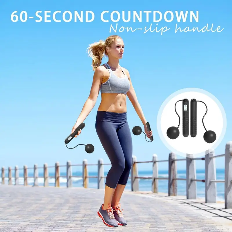 Skipping Rope with Counter, Cordless Jump Rope, Smart Weighted Jump Rope, Adjustable Digital Counting Jump Ropes, Cordless Weighted Jump Rope for Lose Weight, Burn Calories 4