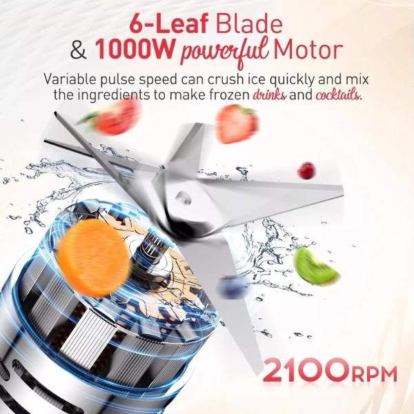 1.5L 800W Blender Smoothie Maker Food Processor Ice Crusher Mixer Fruit Juice 6