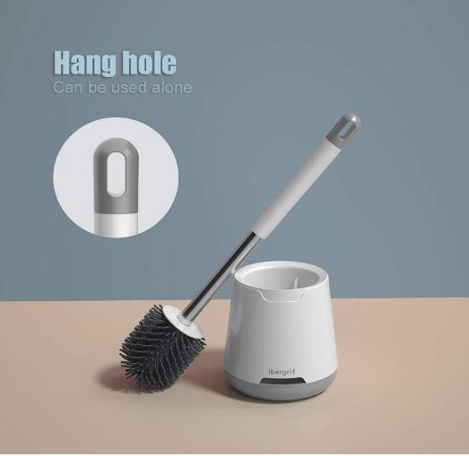 Silicone Toilet Brushes & Holders, Deep Cleaner, Toilet Brush with Quick Drying Holder Set for Bathroom Cleaning 4