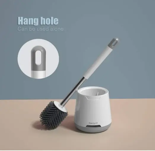 Silicone Toilet Brushes & Holders, Deep Cleaner, Toilet Brush with Quick Drying Holder Set for Bathroom Cleaning 4