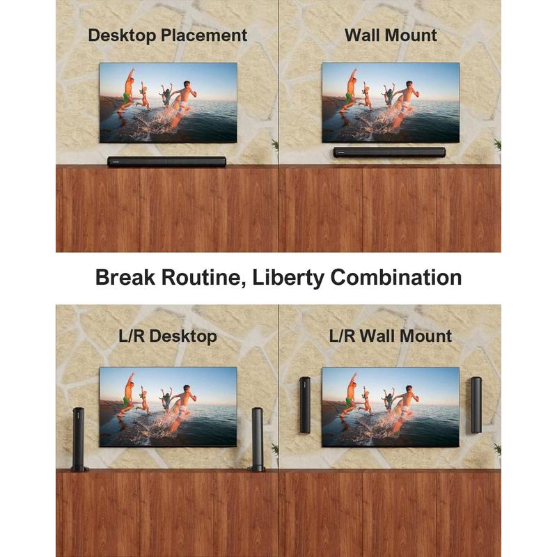 ULTIMEA 2.2ch Sound Bars for TV, Peak Power 100W, 2-in-1 Detachable Bluetooth 5.3 Soundbar for TV, 3 EQ Modes, Bass Adjustable for TV Speakers, ARC/Optical/Aux/Wall Mount, Apollo S40 Detachable Series 7
