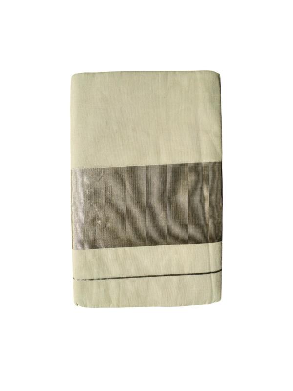 Product Introduction of Thick Solid Zari Kerala Saree Cotton with Gold, Silver and Copper Zari Pallu 1