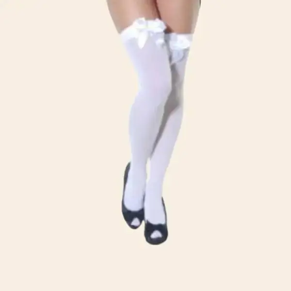 White Bow Stockings White Holds Up Stockings with White Bow Womenswear