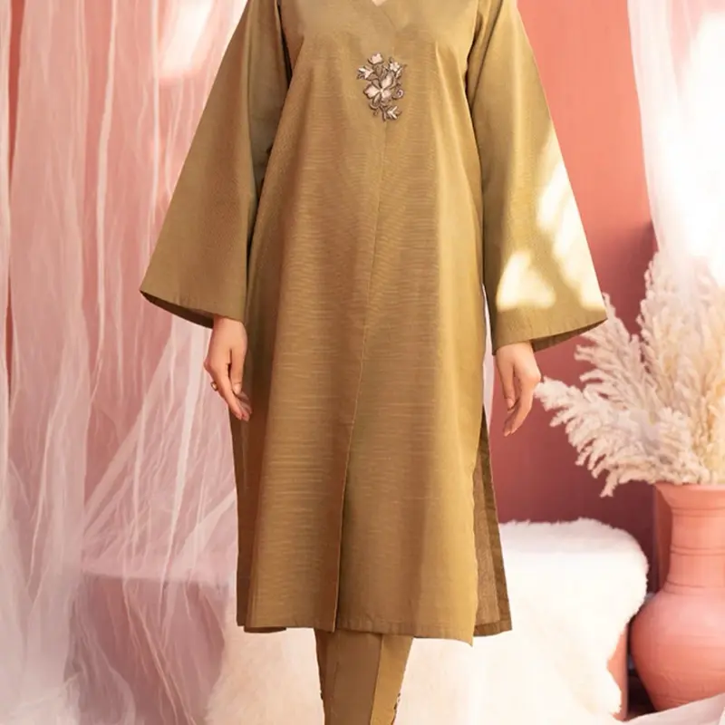 Slub lawn olive summer outfit
