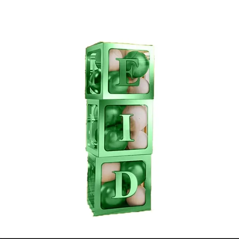 Light up Eid balloon boxes set of 3  - 30cmx30cmx30cm 3