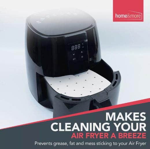 100 Perforated Air Fryer Liners 26cm | Square Disposable Parchment Baking Paper 2