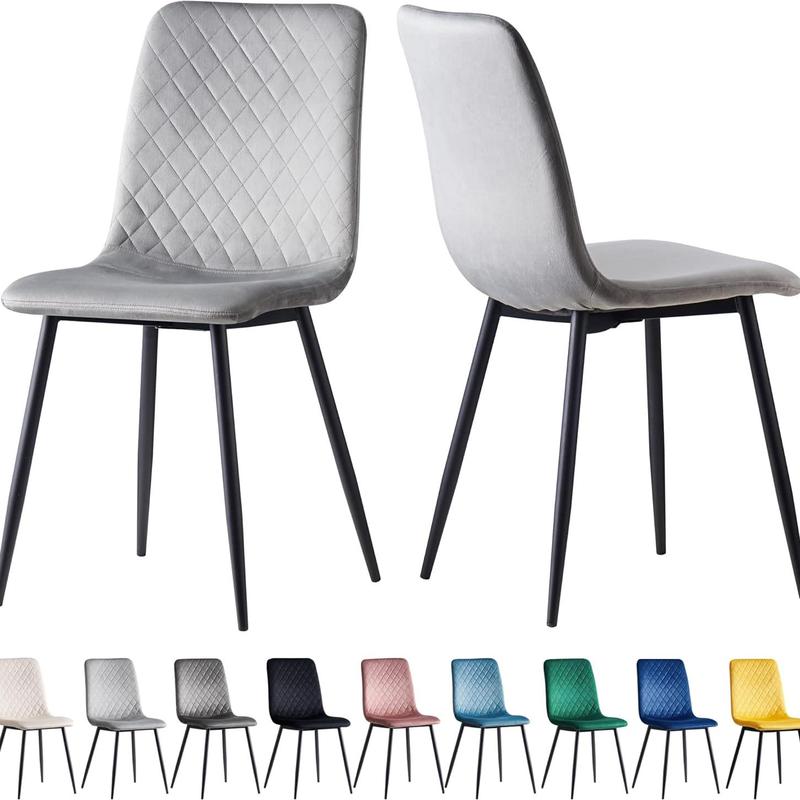 mcc direct Set of 2 Designer Velvet Fabric Dining Chairs Metal Legs Lexi Chairs 7