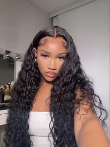 180% Density Deep Wave Human Hair Lace Front Wigs for Women, Gorgeous Fluffy Wigs with Baby Hair, Pre Plucked Natural Hairline Wigs for Party, Daily Use