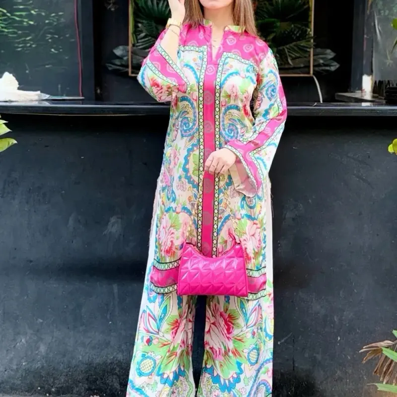 Digital Print Silk Pakistani Designer Style Edit Cotton Silk finest Luxury Print co-ord set