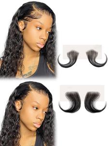 Human Hair Swiss Lace Baby Hair Stripes, Soft Natural Baby Hair Edges for Black Women, Reusable Invisible Lace Hairline
