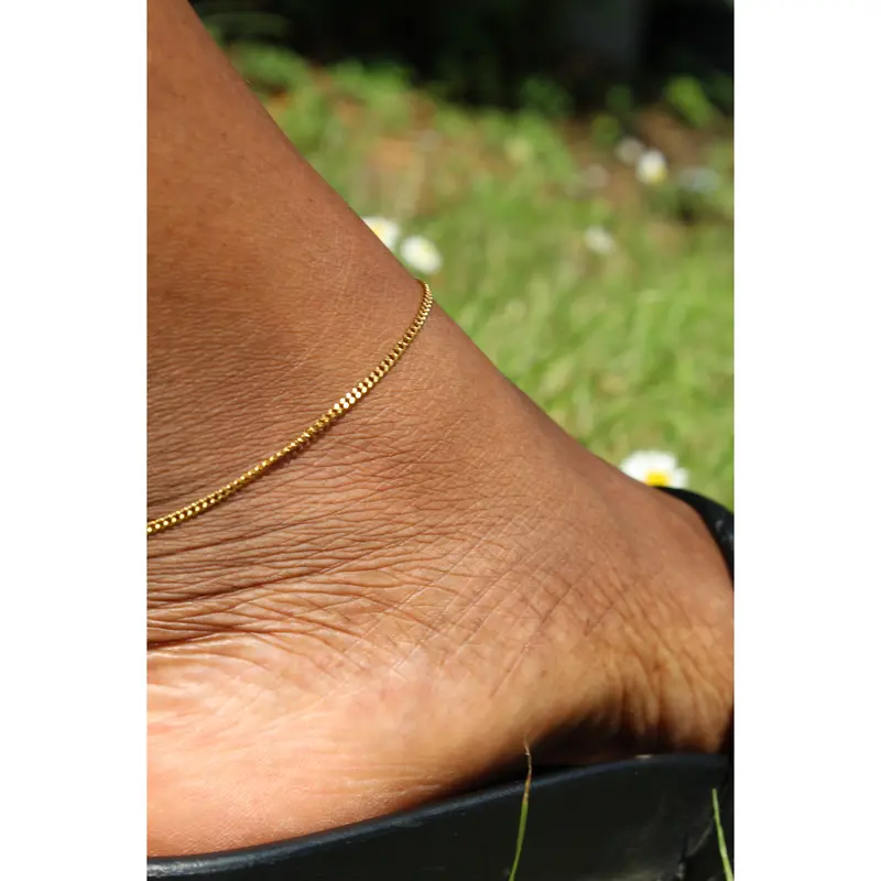 Abeni || Gold Curb Chain Anklet 0