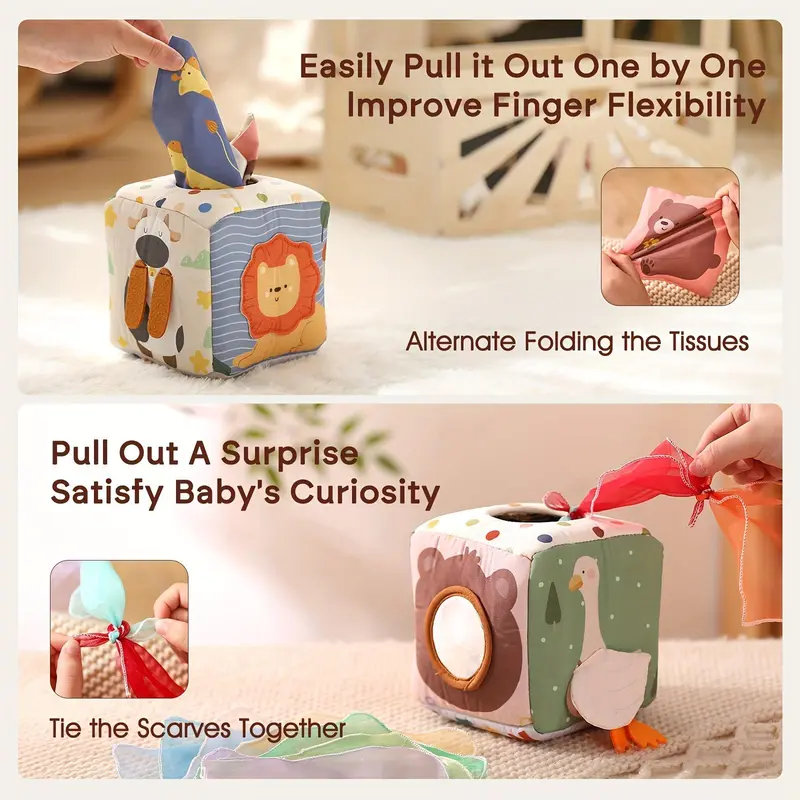 【RANTS BETTER】Tissue Box Toy for Youngsters - Multifunctional, Educational Finger Exercise & Soothing Plaything, Mixed Colors 5