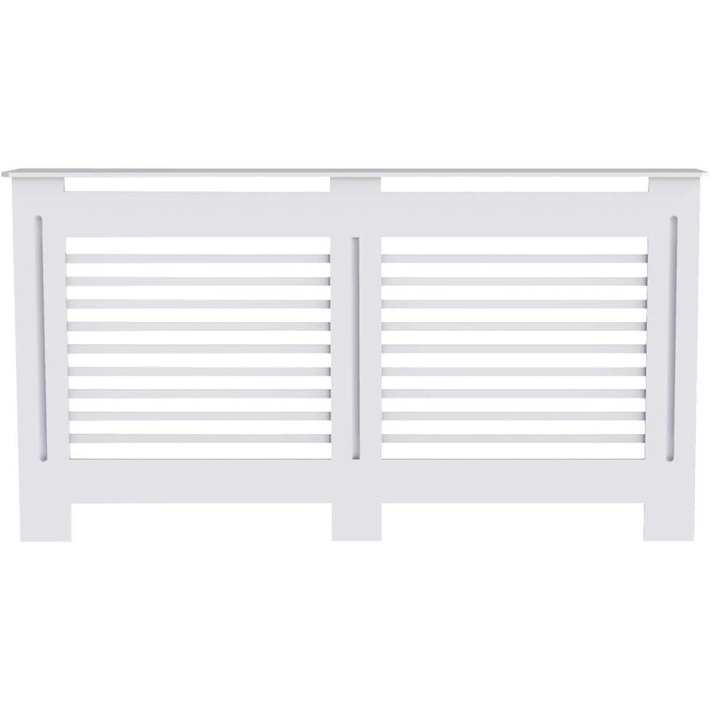 NEW Radiator Cover Wood Cabinet: External 92cm Height White Extra Large Heater Covers Inner Heights 90cm Horizontal Slats Modern Tall Radiator Shelf Thicken MDF Wooden Kitchen Bedroom 7