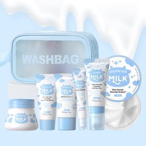 Comfort Milk Skin Care Set, 1 Set Skincare Milk Facial Cleanser & Sun Care Cream & Scrub & Hand Wax & Eye Cream & Cream & Bag, Mystery Boxes, Back To School, Birthday Box for Girl, Pamper Hamper for Her, Gift for Mom, Mother's Day Gift