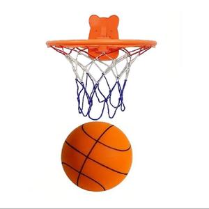 Quiet Indoor Ball Set - Noiseless Basketball with Basket for Silent Play - Noise-Free Rebound Ball - Silent Basketball Hoop Included - Noiseless Ball Game Kit for Indoor Fun.