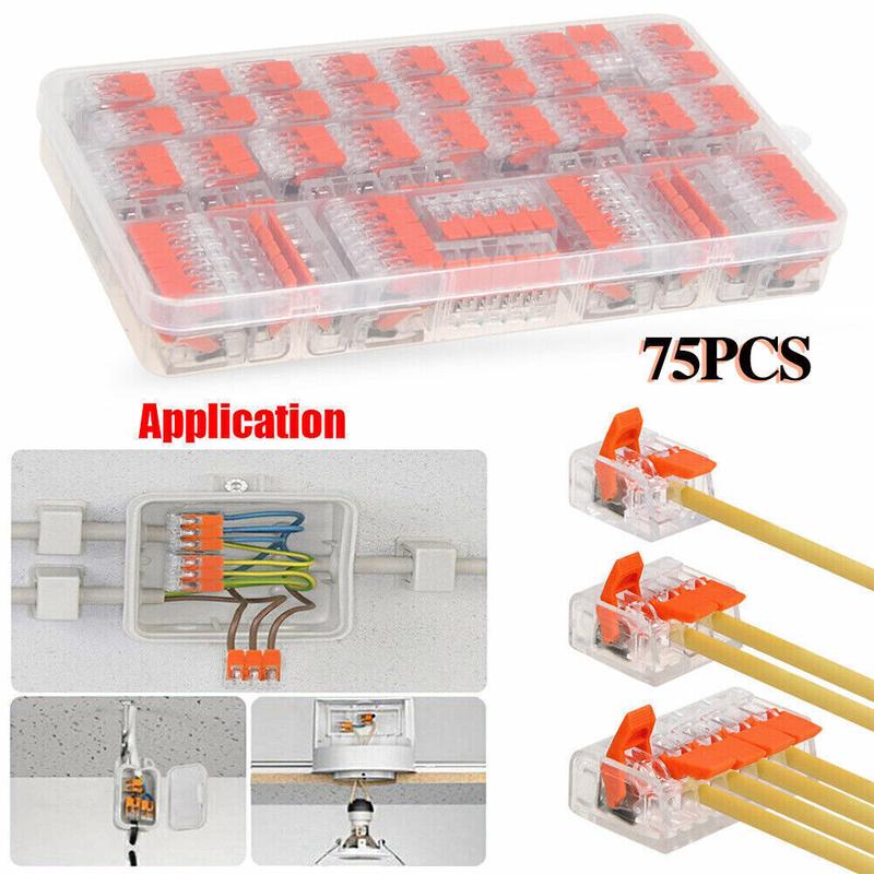 Product Introduction of 75x For Wago 221 Electrical Connectors Wire Block Clamp Terminal Cable Reusable 25
