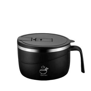 Autumn Homeware 1200ml Large Capacity Instant Stainless Steel Microwave Noodle Bowl, Multi-purpose Anti-scald Instant Noodle Pots, Tableware for Home Office Dormitory, Sweets Kitchen Food Serving Accessories, Microwave Ramen Bowl