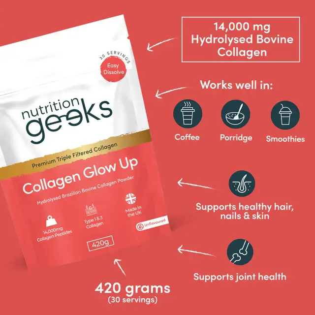 Nutrition Geeks- Collagen Glow Up Powder for Skin Beauty Healthcare Vitamin 3