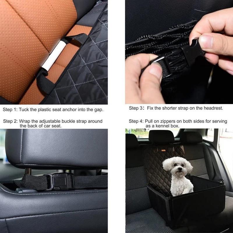 Universal 2 in 1 Dog Car Seat Hammock Cover Waterproof Pet Protector Transporter Safety Travel Basket For Large Medium Dogs Cats 4