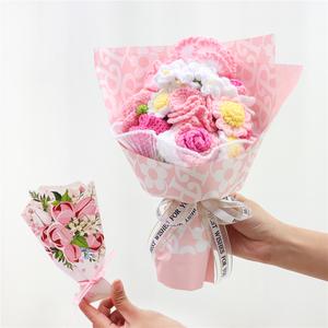 Preserved Handmade Knitted Artificial Crochet Flower Gifts for Mother's Day Valentine's Day Birthday Home Decor