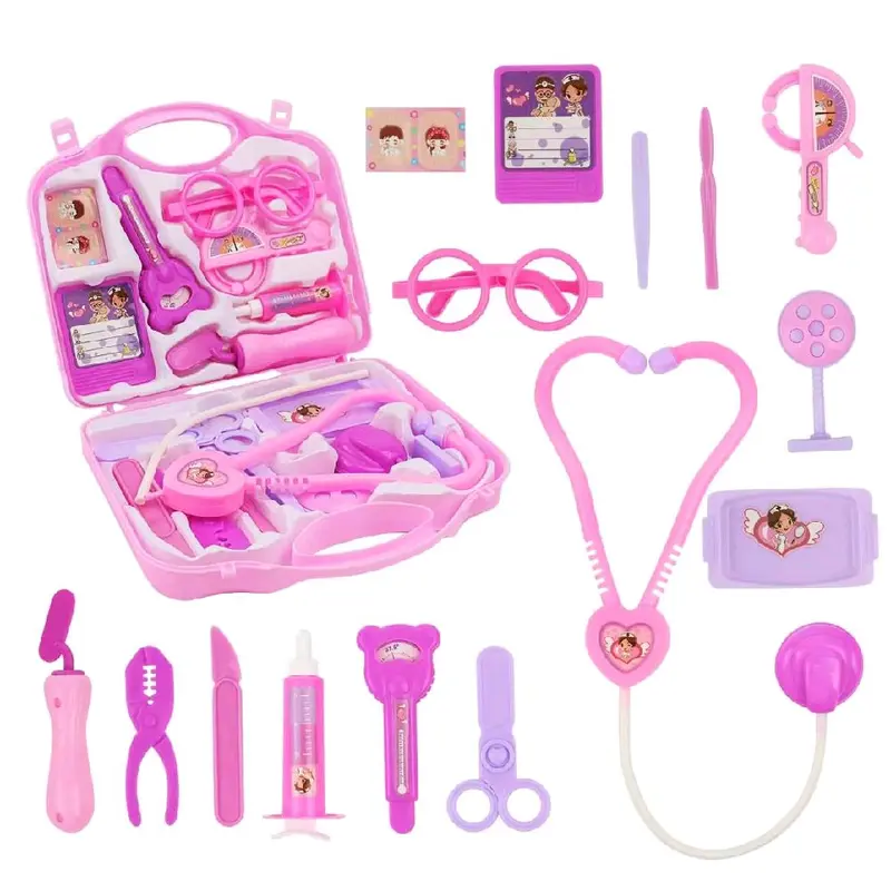15 pcs Multifunctional Portable Medical Kit Boxes for Kids - Theme Experience Pretend Doctor Role Play Toy Set 0