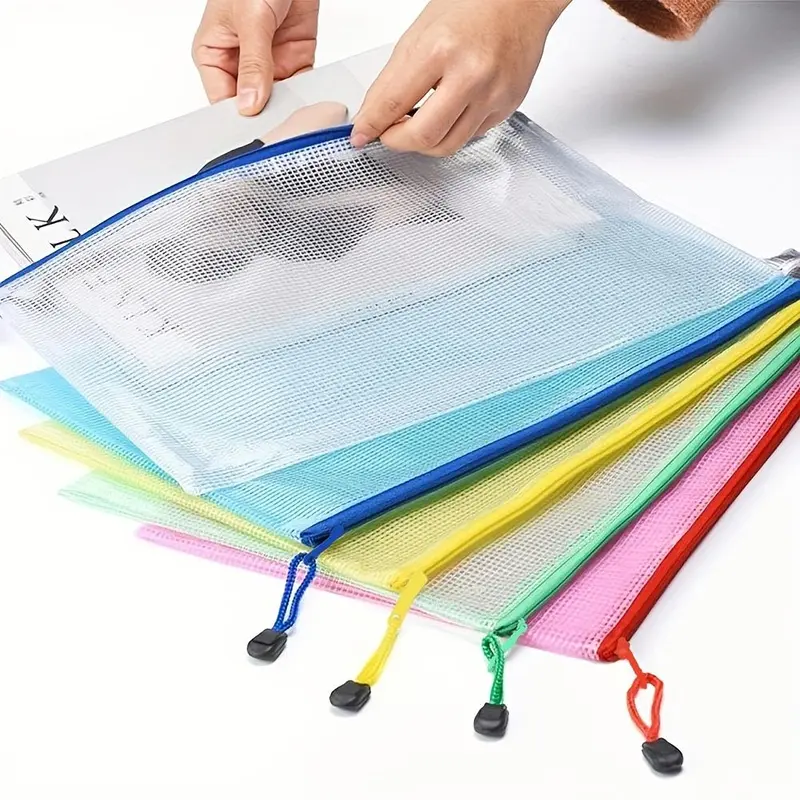 5pcs A4 Plastic Wallet File Folder, Zipper File 5pcs A4 Plastic Wallet Folder, Zipper File File Envelope Office Folder Pocket Bag File Envelope Folder Pocket 5 Colors 0