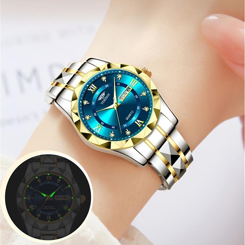 A New Stylish Stainless Steel Ladies Watch With Night Light, Calendar, And Week Display Is An Ideal Choice For Ladies' Sports Watches For Simple And Casual Lifestyle Travel Quartz Watch Birthday Gifts Holiday Gifts Presents. 2