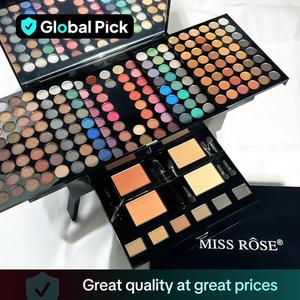 Multicolor Makeup Palette Including Matte Eyeshadow, Compact Powder, Blusher Powder, Eyebrow Powder, Brush, Eyeliner Pen & Mirror, Makeup Bundle Box with Mirror, Makeup Products, Makeup Kit Set, Beauty Kit, Cosmetics Kit Makeup Gift Set