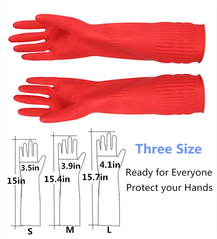 Rubber Cleaning Gloves Kitchen Dishwashing Glove 2-Pairs and Cleaning Cloth 2-Pack,Waterproof Reuseable. (Red, Large) 1
