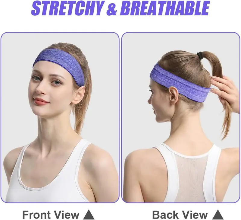 4Pcs Multiple Colour Fitness Sports Headbands, Non-Slip Yoga Stretch Headbands for Women Men, Sports Headband for Workout Running Cycling Workout 4
