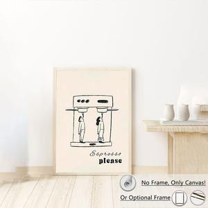 Coffee Machine Pattern Unframed Painting, 1 Count Modern Simple Wall Art Poster, Wall Art Decor for Home Living Room Bedroom Office School
