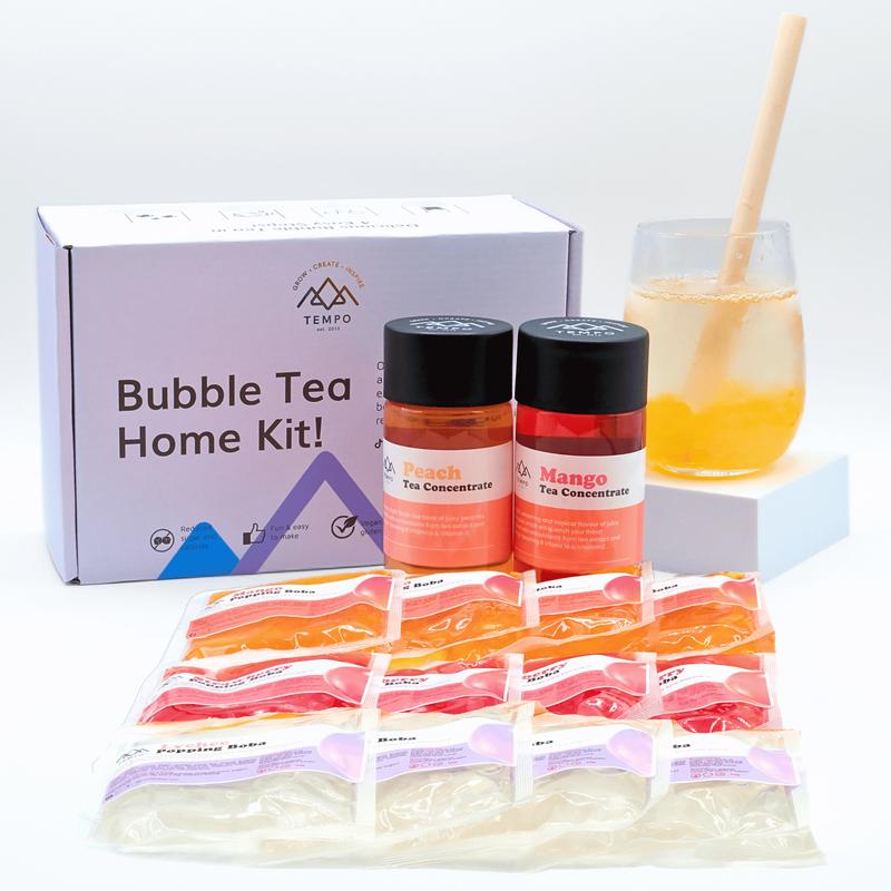 Bubble Tea Kit | Peach & Mango Fruit Tea with Popping Boba (serves 12) 0