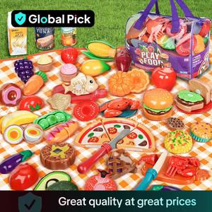 Pretend Play Kitchen Food Toy, 78pcs/set Simulation Food & Cutting Fruit & Vegetable Toy, Kitchen Pretend Play Toy for Kids, Birthday Gifts, Pretend Cooking Set, Play Kitchen Accessories