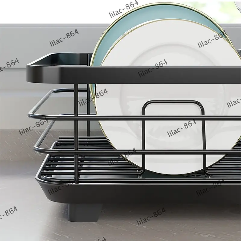 UK Large Kitchen Sink Dish Drainer Rack with Drip Tray and Plate Cutlery Holder 5