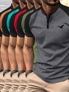 Men's Colorblock Short Sleeve Tee, Regular Fit Casual Crew Neck T-shirt for Summer, Fashion Men's Top for Daily Wear, Tropical