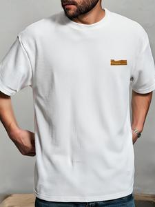 Men's Letter Print Waffle Knit Tee, Loose Casual Short Sleeve T-shirt for Summer, Men's Top for Daily Wear, Tropical